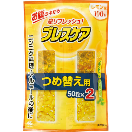 Breath Care Breath Refreshing Capsules, Lemon, Refill, 100 Capsules (50 Capsules X 2 Packs)