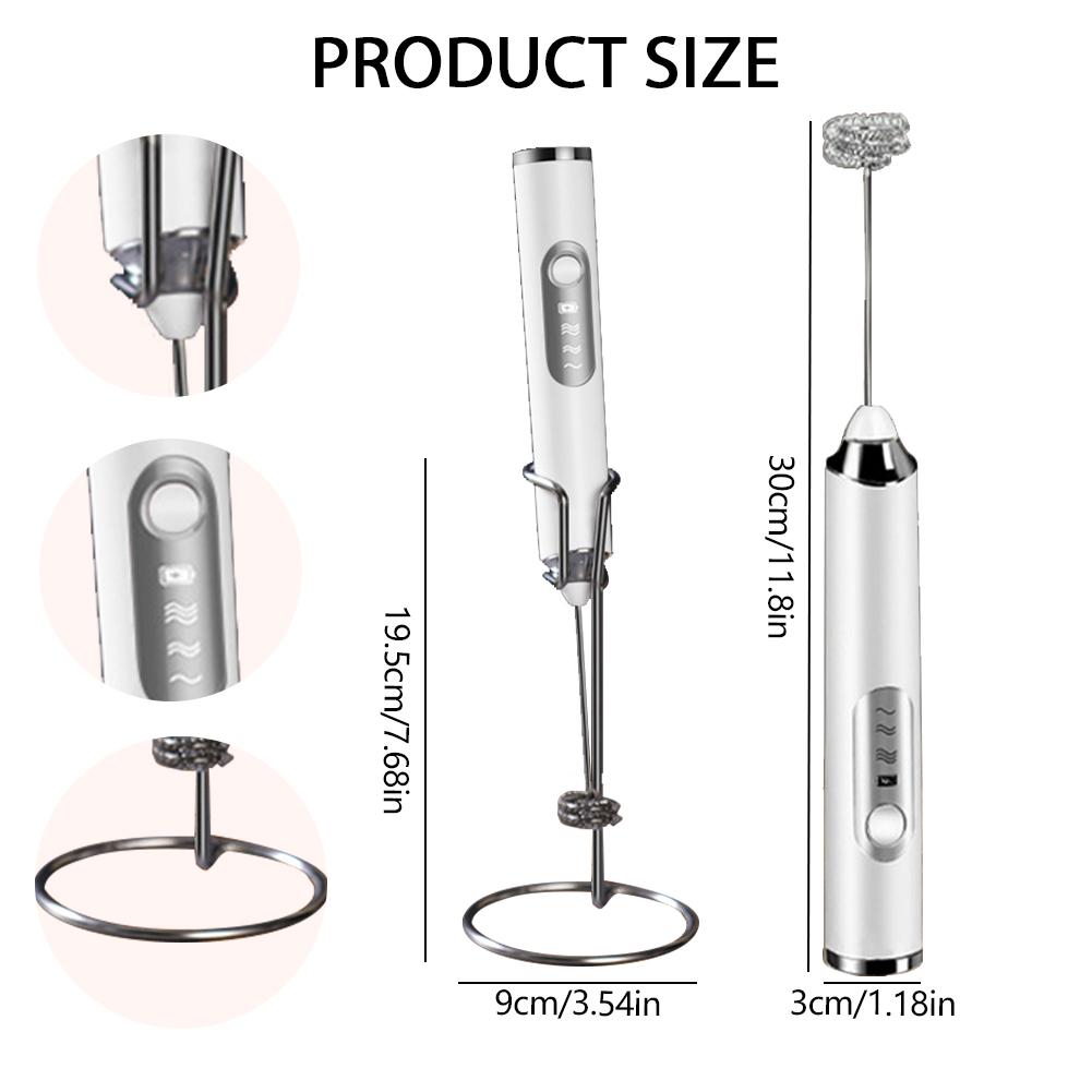 Portable Electric Whisk Mixer Rechargeable Stainless Steel Mini Coffee Maker for Household Kitchen Use
