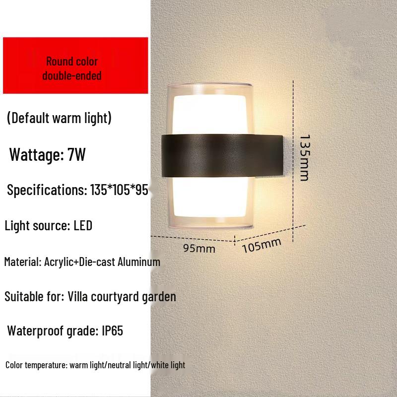 Wasserdichte LED-Wandleuchte für Villa, Garten, Hotel, Balkon, Flur und Zaun - Innen-/Außenbereich