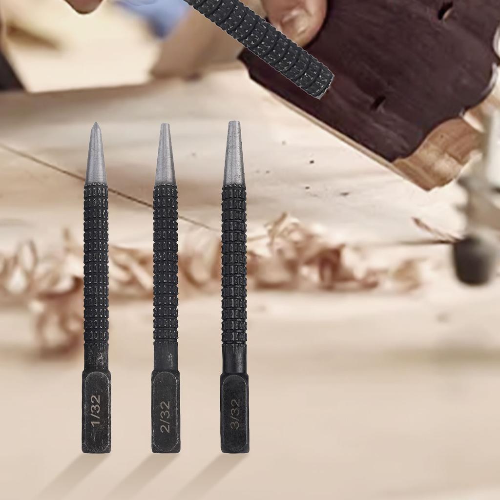 Secure Grip Design Knurled Body Punch Nail Punch Set Square Striking Head