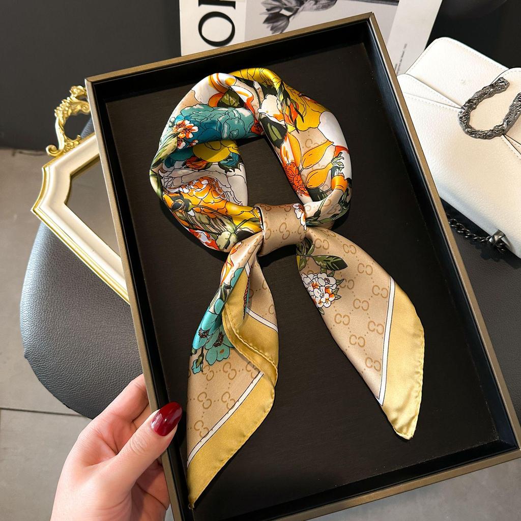 Versatile Faux Silk Small Square Scarf - Elegant Neck Accessory for Spring and Summer