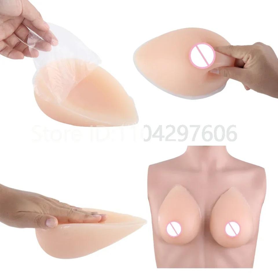 1 Pair Realistic Self-adhesive Silicone Fake Breasts Form Fake Boobs for Crossdresser Prosthesis Transgender Cosplay