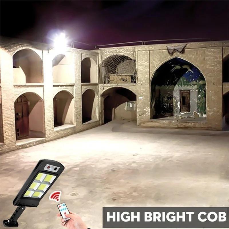 3000LM LED Wall Lights with Smart Sensors, Garden and Street Lights with Solar Charging, 3 Modes, Remote Control, IP67
