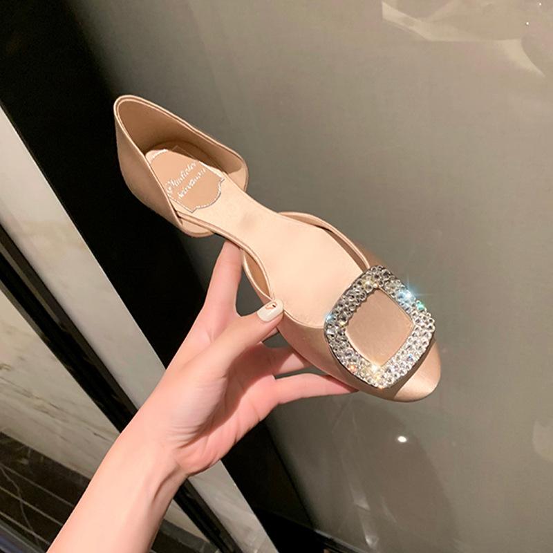 Grape mother studiolee summer new fashion fairy round head square diamond jewelry shallow mouth hollow flat-soled single shoes women