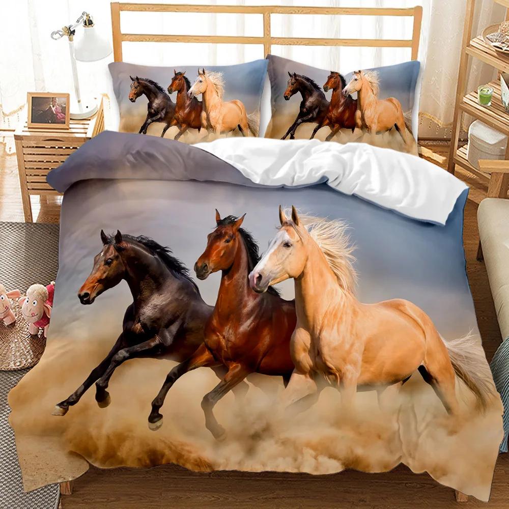 Horse Duvet Cover Set Horse Running In Starry Sky Print Twin Bedding Set for Adults Animal Queen King Size Polyester Qulit Cover