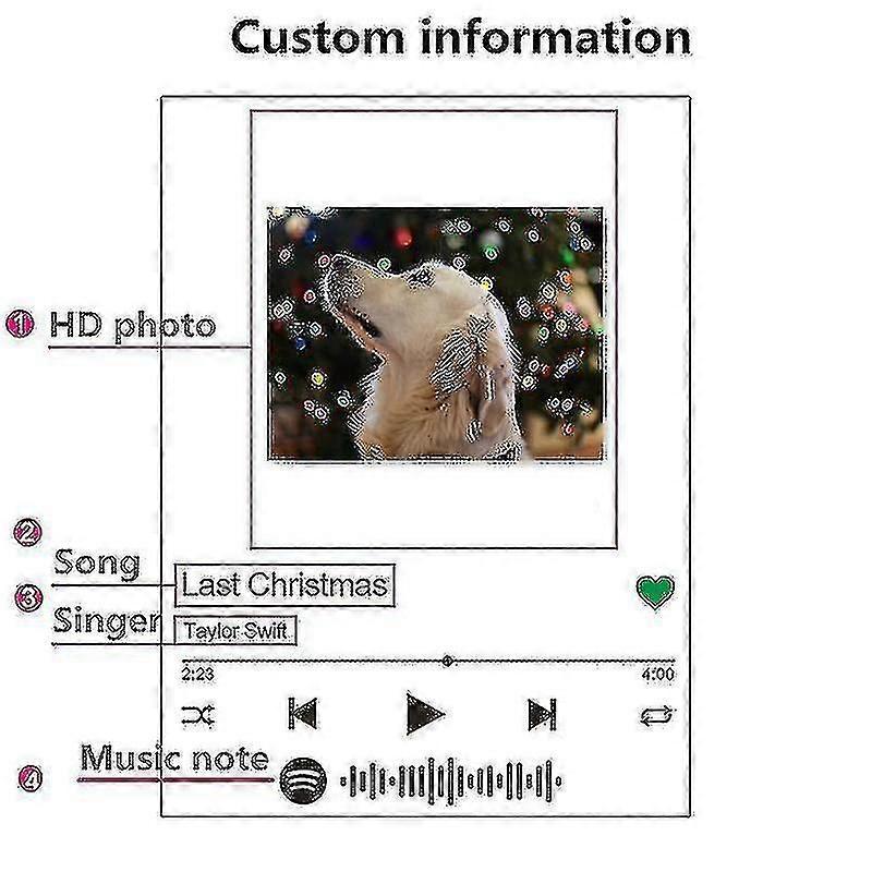 2022 Hot Deal Customized 3d Colorful Photo Night Light Spotify Note Desk Lamp Decor Valentine's Day