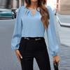 Women's Fashion Casual Solid Color Satin Shirt Casual Pleated Long Sleeve Top