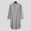 Männer Lange Hemden Muslimischen Hemd Einfarbig Stehkragen Langarm Lose Vintage Casual Männer Kleidung Streetwear Retro Herren Roben