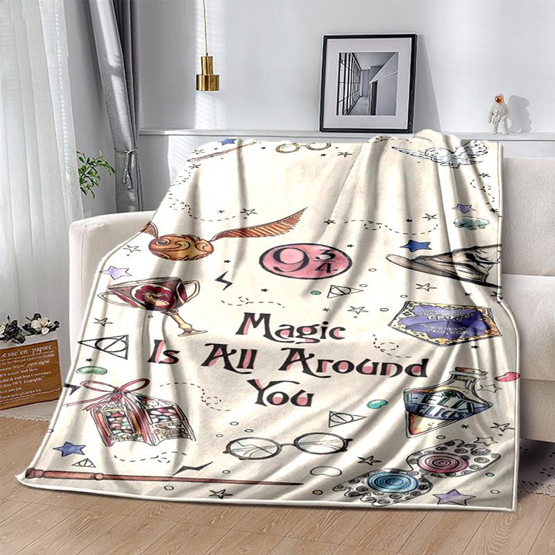 Harry Potter Magic Wand Poster: Enchanted Hogwarts DecorPrint Blanket, Soft Blanket For Sofa Office Bed And Travelling Daughter Birthday Gif