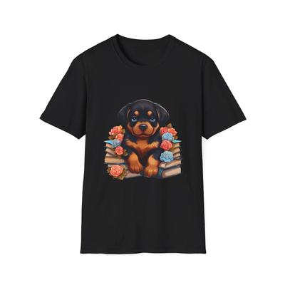 Adorable Rottweiler and Books T-Shirt, Animal Lover Tee, Dog Shirt, Gift for Pet