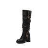Women's High-heeled Boots Autumn and Winter Thick-heeled Large-size Casual Boots Roman Medium Boots