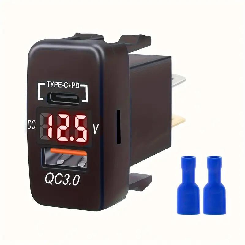 USB Car Charger Socket Quick Charge 3.0 & PD USB C Port Power Outlet Adapter for 12V/24V Toyota Vehicles