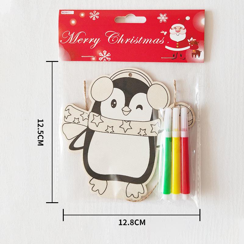 Christmas DIY Cartoon Wooden Easel: Creative Colorful Doodle Board Hanging Decoration