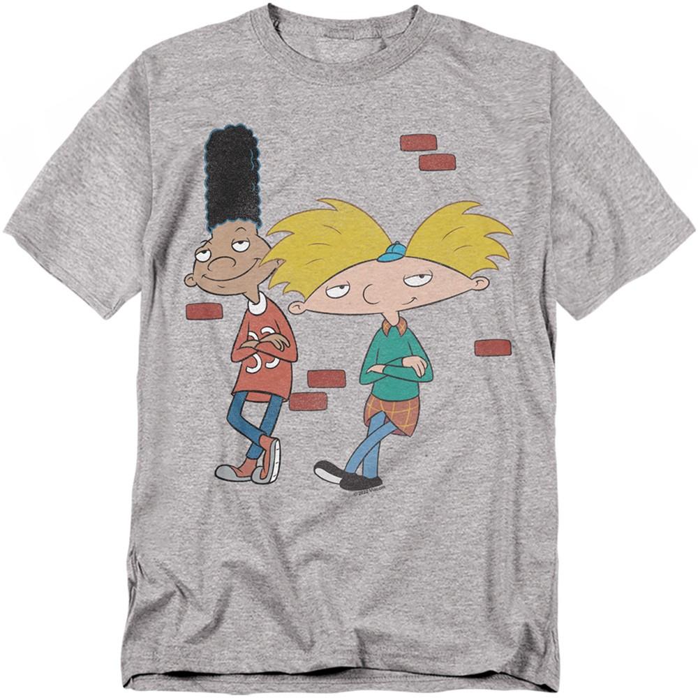 Hey Arnold - Arnold And Gerald Leaning - Adult Unisex T-Shirt - Gray S