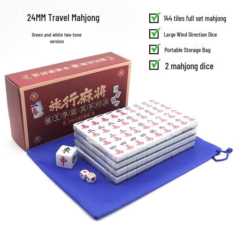 Compact Melamine Carved Mahjong Set for Dorms & Travel Entertainment
