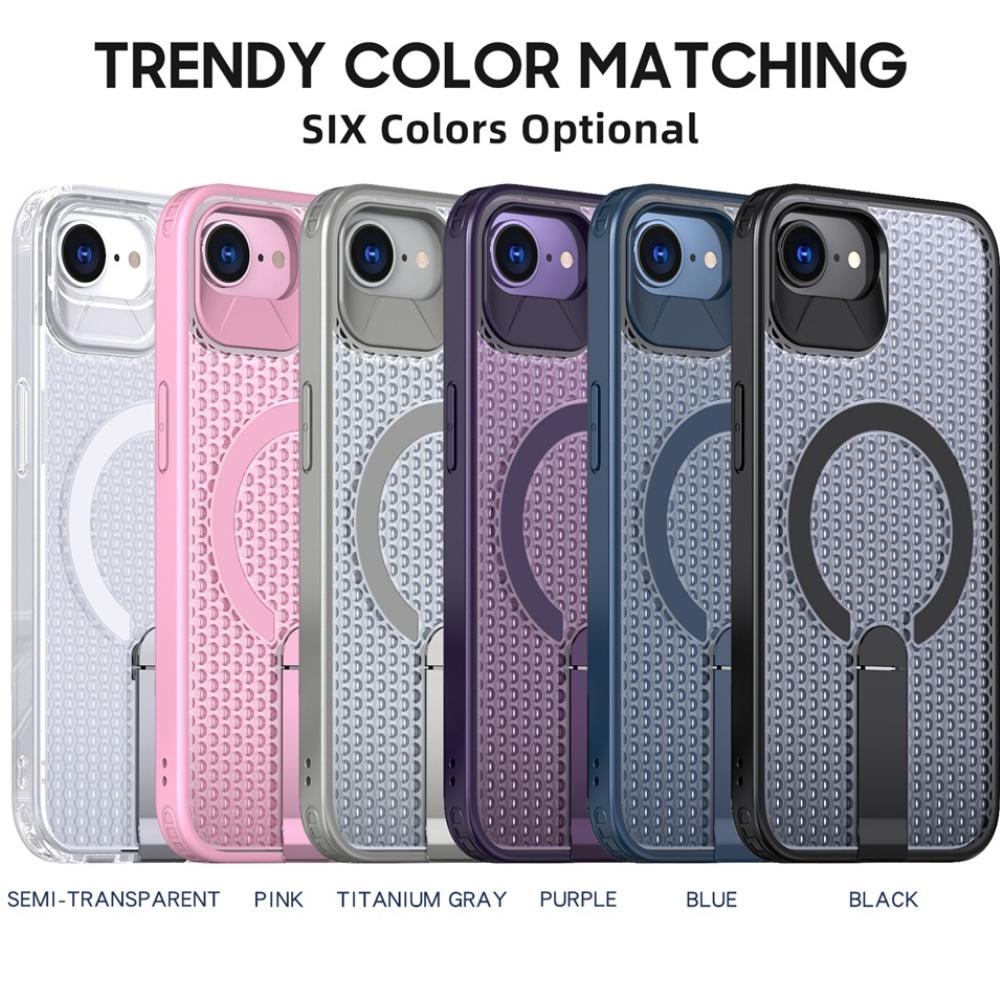 KEYSION Hollow Heat Dissipation Case for MagSafe for iPhone 17e 16e Magnetic Cooling Hide Kickstand Shockproof Phone Back Cover