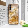 Luxury Crystal Golden Horse Pattern Phone Case for Samsung Galaxy A56 A14 A55 A16 A54 A36 A53 A52 A51 A50 Shockproof Soft Cover