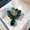 Used Vintage Emerald Green Visual Teardrop Swing Brooch