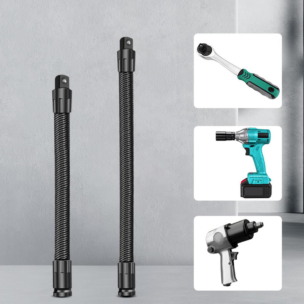 1/2 In Flexible Shaft Extension Extender 360 Dgree Flex Long Reach Electric Wrench Connecting Rod High Torque for Narrow Space