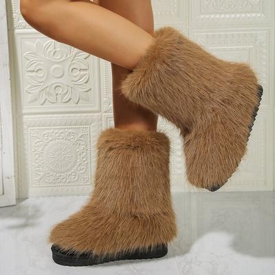 Mode Winter Frauen Flauschigen Faux Fuchs Pelz Stiefel Frau Plüsch Warme Schnee Stiefel Luxus Schuhe Mädchen Furry Pelz Bottes Mode winter Schuh
