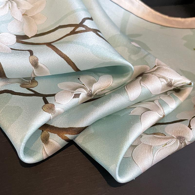 100% Silk scarf Bandana Women Square Scarves Wrap Kerchief Mulberry Spring Fashion Headband Hijab Shawls Foulard bufanda 2024