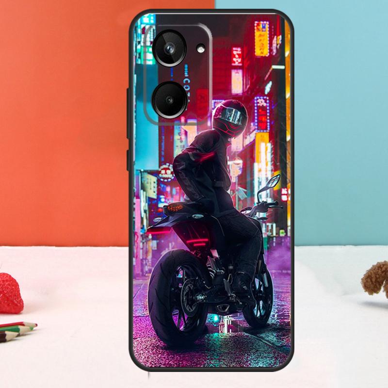 Neon Motorcycle Biker For Realme 10 11 12 Pro Plus GT Neo5 C11 C30 C31 C33 C35 C25s C21Y C51 C55 C53 GT5 Pro Case