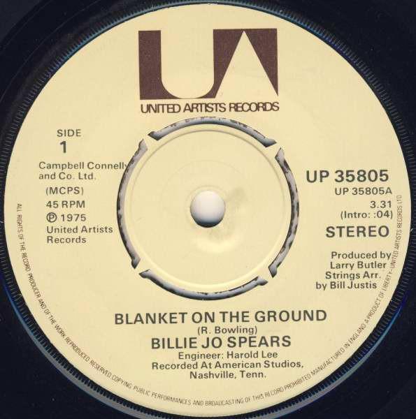 

7inch Record BILLIE JO SPEARS - Blanket On The Ground UP35805 United Artists 1975 UK Rock Used