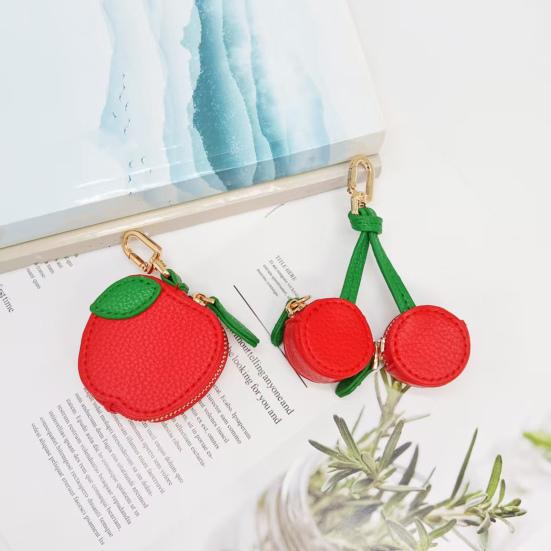 Cute Fruit Coin Purse Bag Charm Mini Fruit Coin Wallet Zipper Change Purse Keychain Charm for Handbag Tote Wallet Accessories