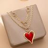 Chunky Chain Statement Necklace Gold Color Heart Pendant Necklace Earrings Jewelry Set  Casual Wear