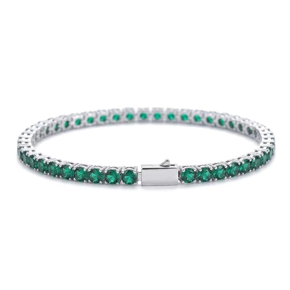 4mm Iced Out Colorful CZ Tennis Bracelet Multi Color 1 Row Cubic Zirconia Brass Spring Clasp Bling Hip Hop Jewelry for Women Men