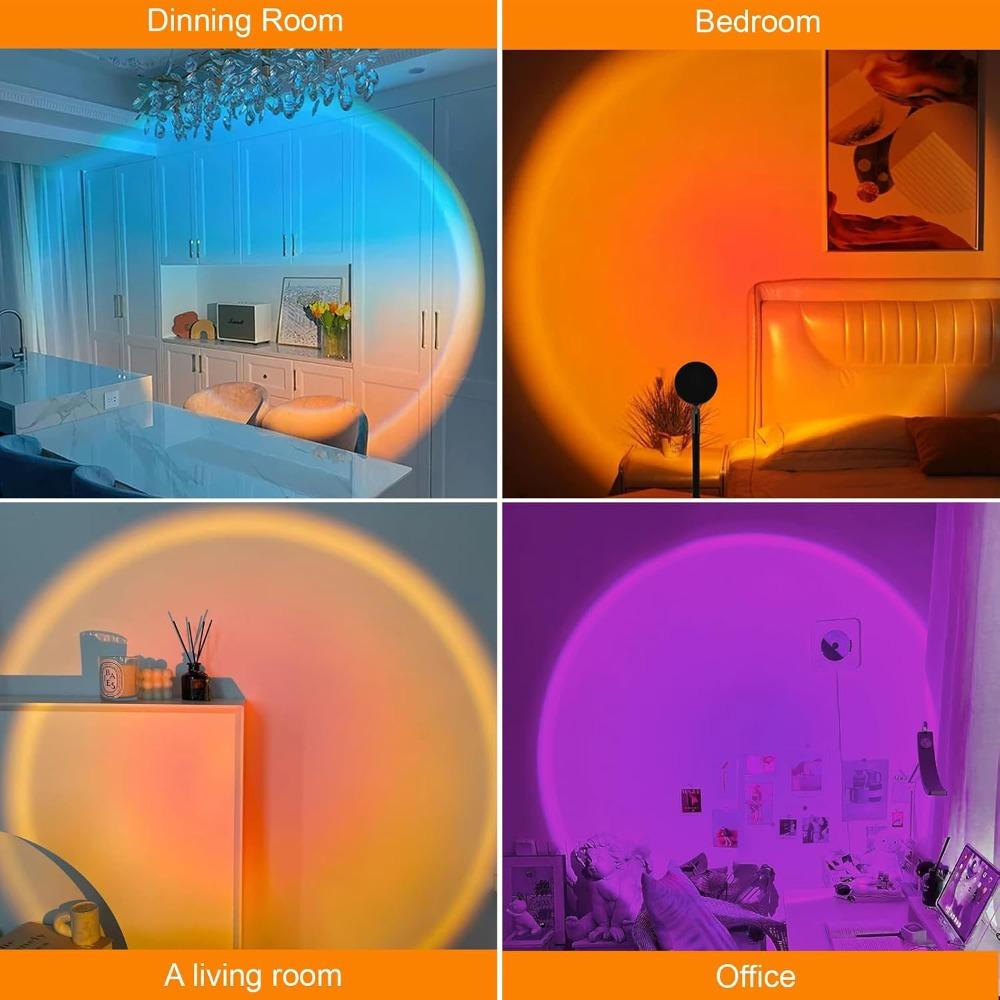 Sunset lamp projector, rainbow projection LED strip with remote control, 16-color color-changing LED night light (1 piece)