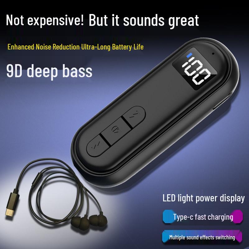 Universal Clip-On Bluetooth Headphone Receiver with Extended Battery, High-Quality Sound, Noise Reduction, and HD Calls