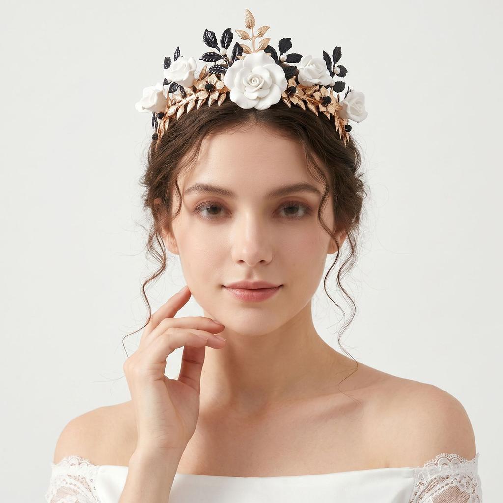 Bridal Hair Hoop Forest Gothic Floral Headband for Wedding Party Photography Costume Styling Alloy Leaves Hair Accessory