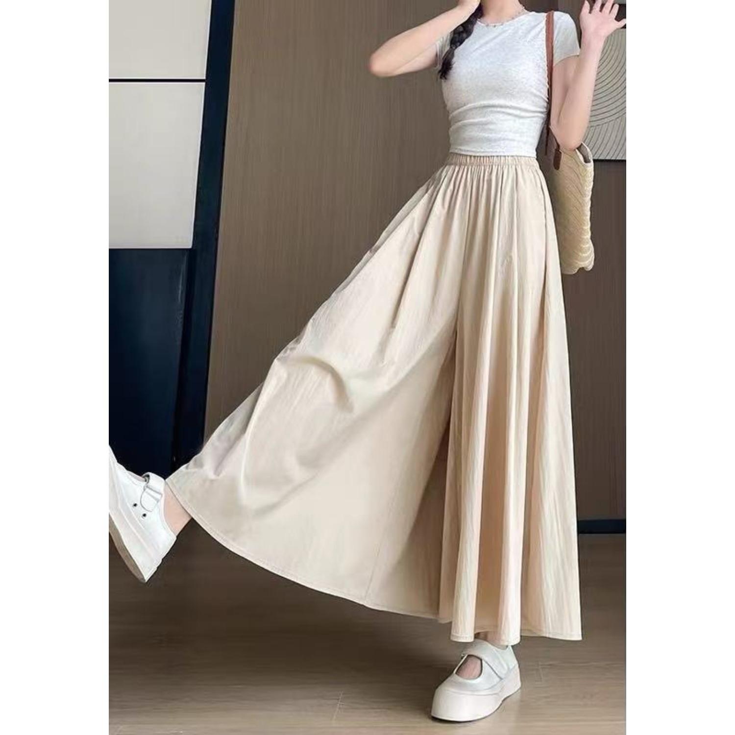Women s High Waist Wide Leg Pants Pleated Loose Fit Casual Summer Palazzo Culottes M