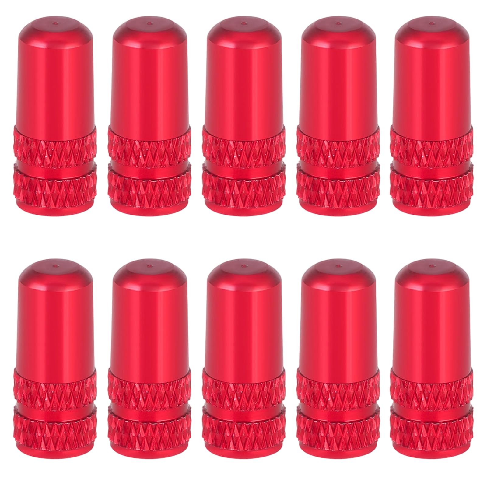 Set of 10 Bicycle French Valve Caps, Red, Aluminum Alloy, French Valve Adapter, especially suitable for off-road bikes