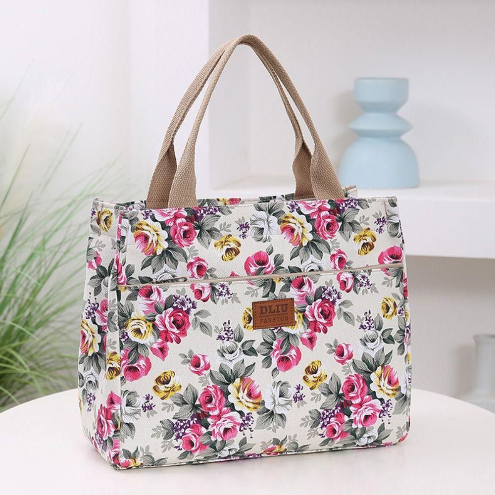 Large Capacity Casual Handbag Portable Mommy Bag Portable Floral Print Tote Bag  Picnic