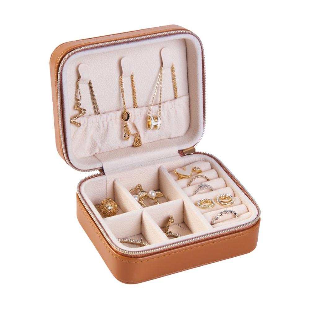 Zipper Earring Ring Holder Case Solid Color Jewelry Case Portable Jewelry Storage Box  Travel