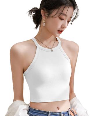 Kayuuhin Kurzes Tanktop mit Camisole mit Hals kann als Tanktop ärmellos getragen werden Perfekt für Tanz und Uni Beliebt und stilvoll Größe Damen