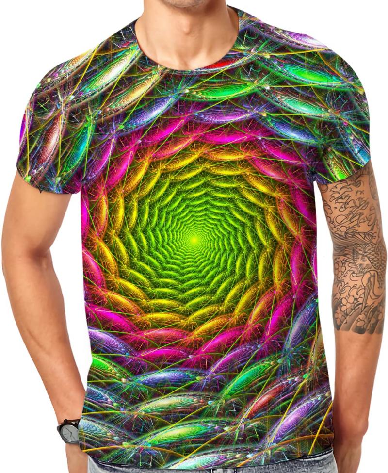 Colorful Vortex Tie-dye Pattern Printing 3D T Shirt for Men and Women Short Sleeve T Unisex Fashion O Neck Casual Men's Clothing