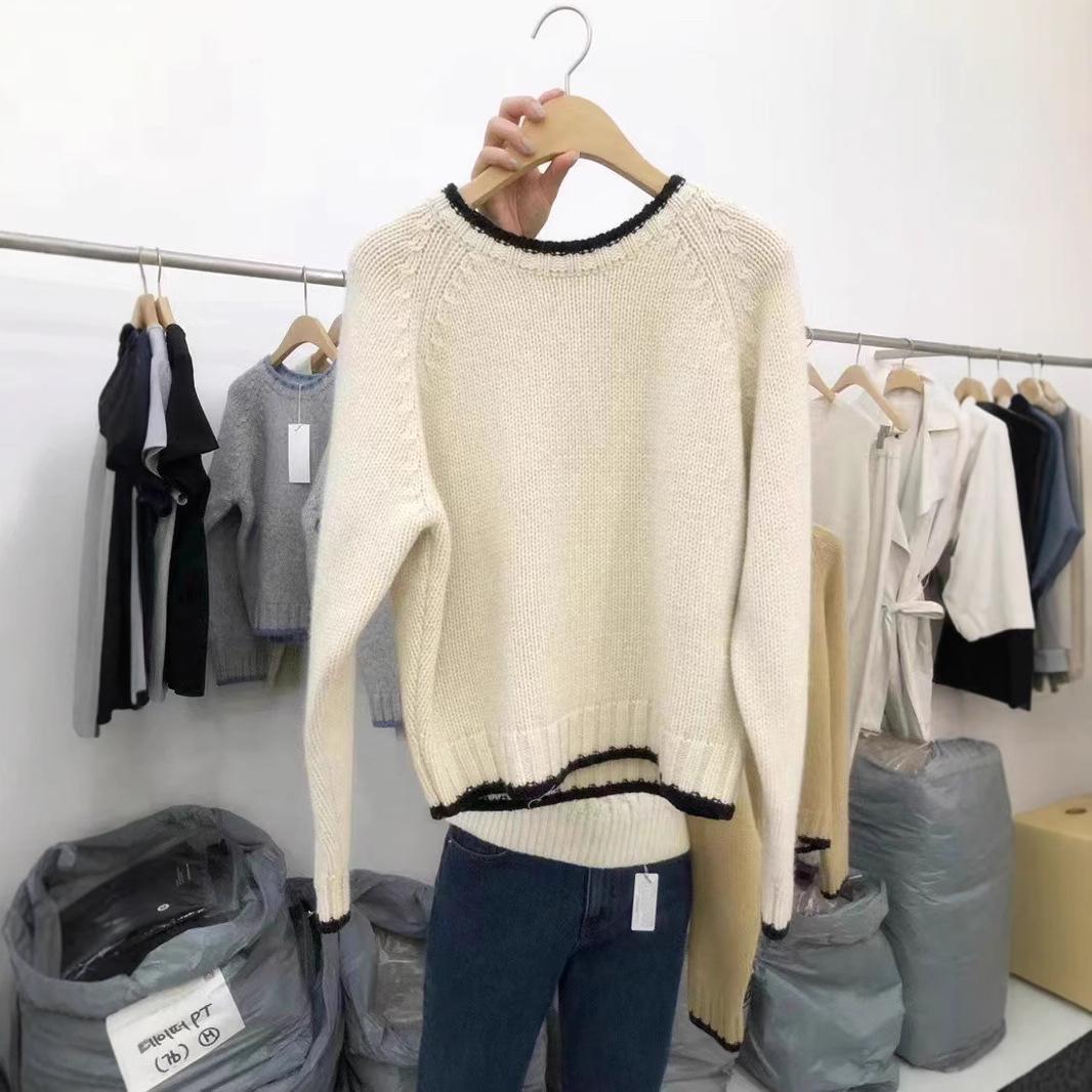 

Женский вязаный шерстяной свитер Осень/Зима: Утолщенный, Свободный крой, Круглый вырез, Модный корейский стиль 2024 Топ Extra Extra Large грязно-белый