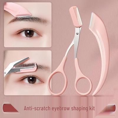 Crescent Eyebrow Razor & Safety Trimming Scissors Set with Comb
