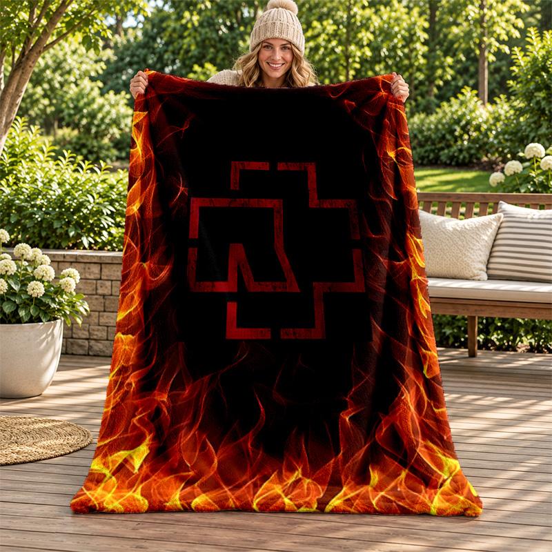 Rammstein blanket Flannel Blanket Soft Cozy Plush Throw for Sofa Bed Lightweight Home Decoration Gifts for Christmas various holidays