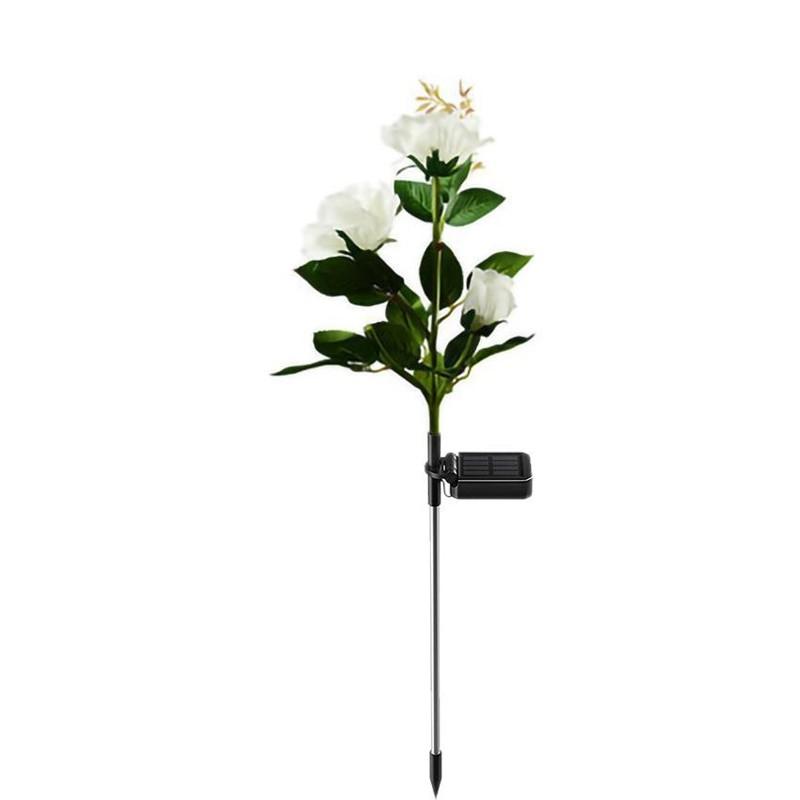 Lámpara Solar de rosa roja para exteriores, luz LED de flores artificiales impermeable para patio, paisaje, decoración de jardín