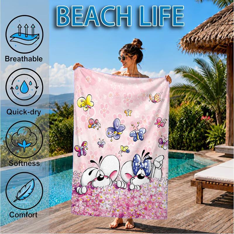 Serviette de plage Diddl Amour et Amitié Couleurs Pastel, Séchage Rapide, Facile d'Entretien, Convient aux Activités Sportives et aux Vacances à la Plage, Essentiel de Sport