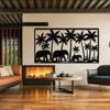 Handmade Metal Elephant Wall Art, Tropical Safari Decor, Jungle Palm Tree Wildlife Art, Nature Home Gift, African Safari Metal Sculpture