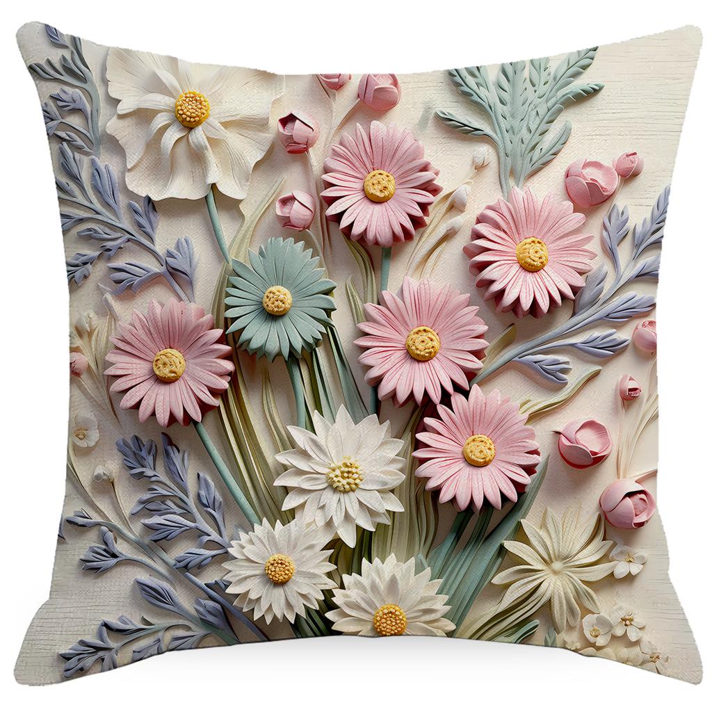 New Retro Floral Pillowcase Creative Oil Painting Engraving Style Print Home Sofa Cushion Pillowcase