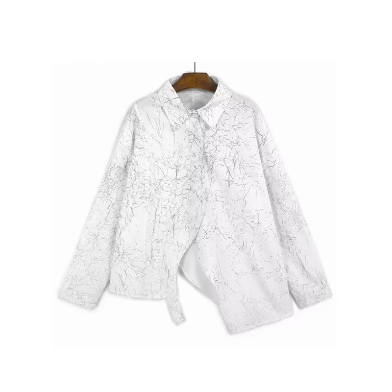 

XITAO Asymmetrical Print Patchwork Women Shirt GMM1267 One Size