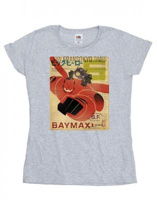 Womens/Ladies Big Hero 6 Baymax Flying Baymax Newspaper Cotton T-Shirt