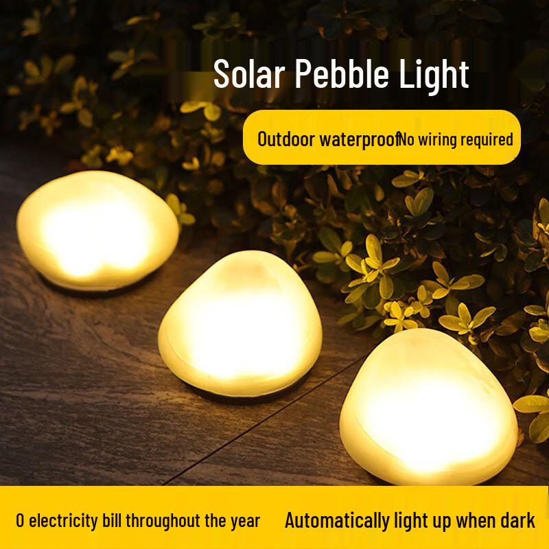 Solar Powered Outdoor Pebble Stone Garden Light