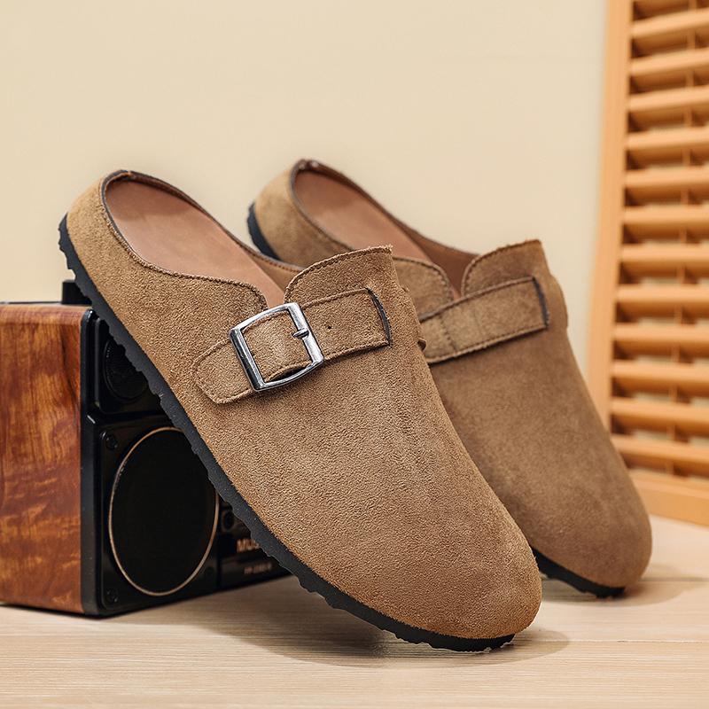 Men's slippers 2026 Men's Suede Sandals Retro Cork Clogs Men Mules Shoes  with Arch Support Unisex Classic Beach Birkenstok